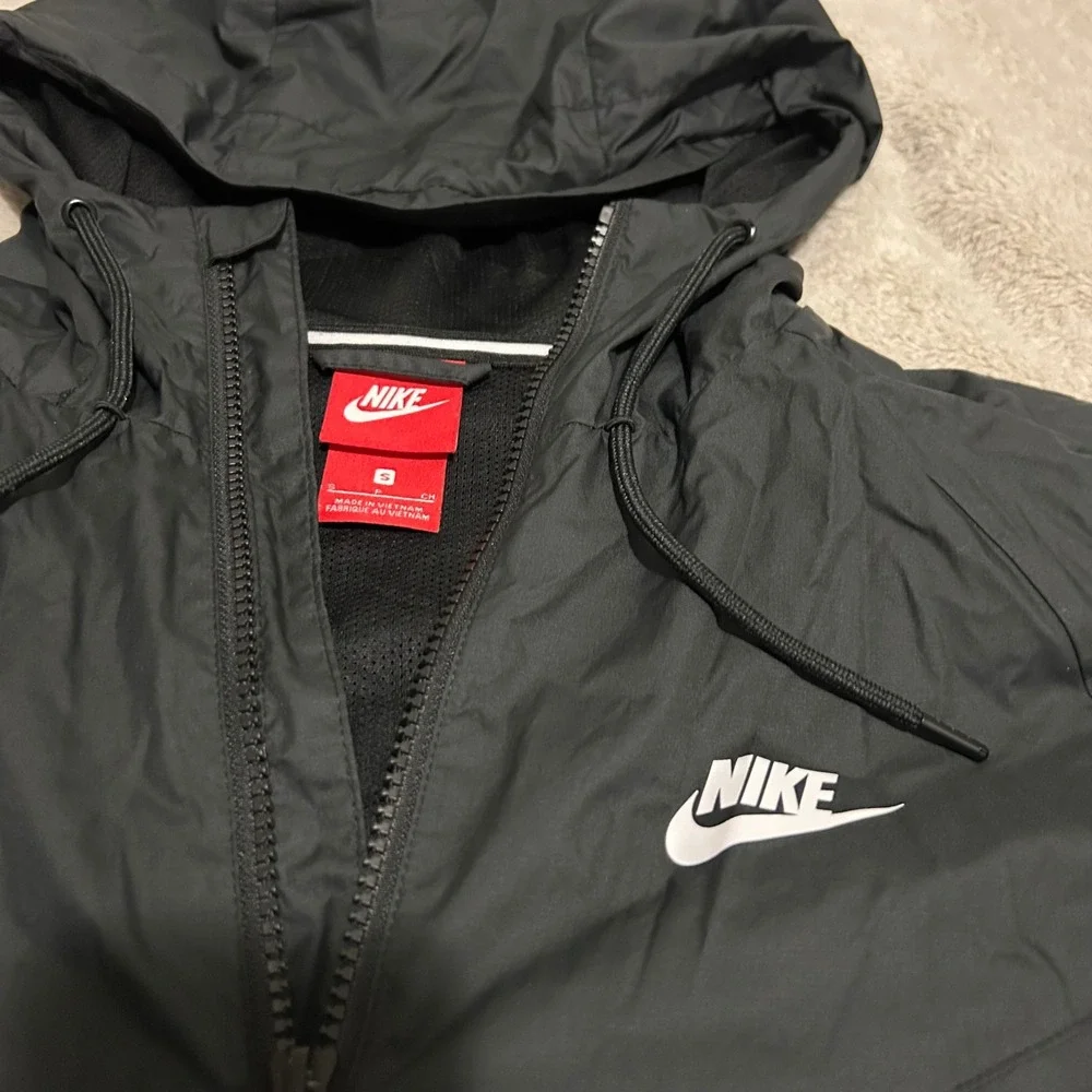 VTG Nike Windrunner Jacket Mens S Black Full Zip Hooded Windbreaker 90s